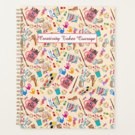 Agenda Suprimentos de arte coloridos Padrão criativo para