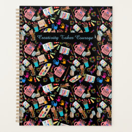 Agenda Suprimentos de arte coloridos Padrão criativo para