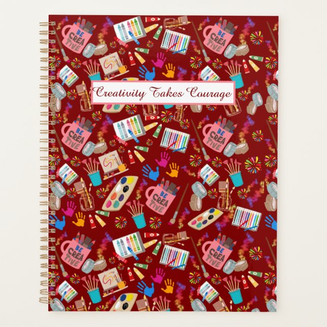 Agenda Suprimentos de arte coloridos Padrão criativo para (Frente)