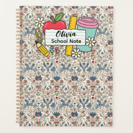 Agenda Suprimentos de volta às aulas com flores de prado