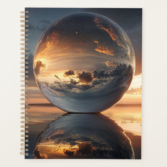 Agenda Surreal Reflective Sphere With Sunset Clouds Over  (Frente)