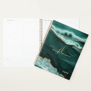Agenda Swap De Monograma De Script Glitter Dourado Agato