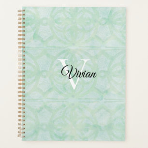 Agenda Sweet Mint Green Batik Elegant Monogramname