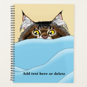 Agenda Tabby Cat Peeking Blue Funny