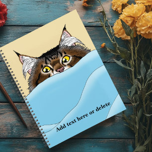 Agenda Tabby Cat Peeking Blue Funny