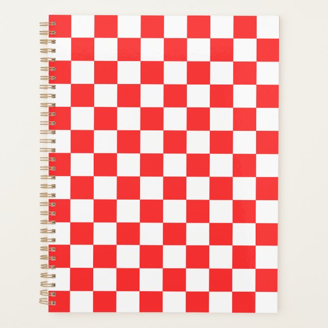 Agenda Tabuleiro de xadrez vermelho visual clássico (Frente)