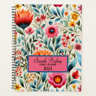 Agenda Tampa do Hardware do Planner Plana Floral Anterior