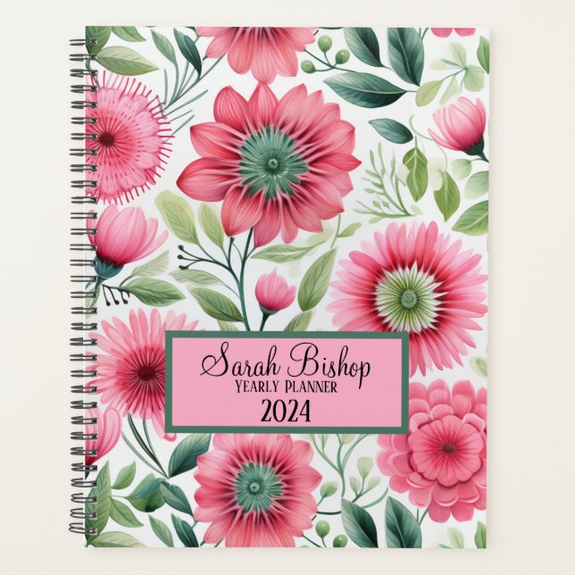 Agenda Tampa do Hardware do Planner Plana Floral Anterior (Frente)