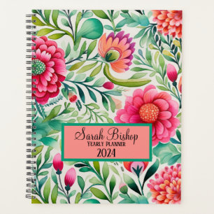 Agenda Tampa do Hardware do Planner Plana Floral Anterior