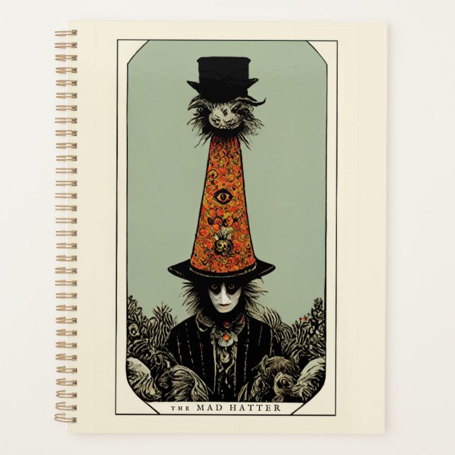 Agenda Tarô Whimsical Vintage Mad Hatter Inspirou (Frente)