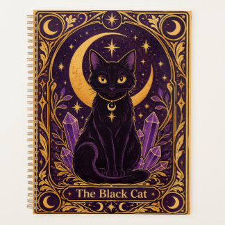 Agenda Tarot do Gato Preto Místico Roxo e Dourado