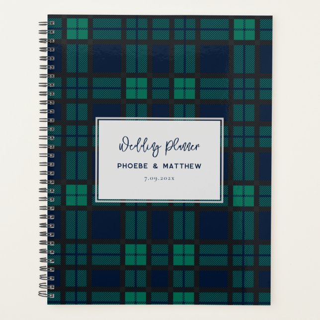 Agenda Tartan de Noiva Script Blackwatch Rústico (Frente)