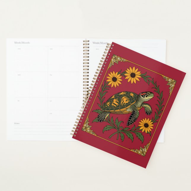 Agenda Tartaruga Diamondback e Flores de Susana de Olhos  (Exibição)