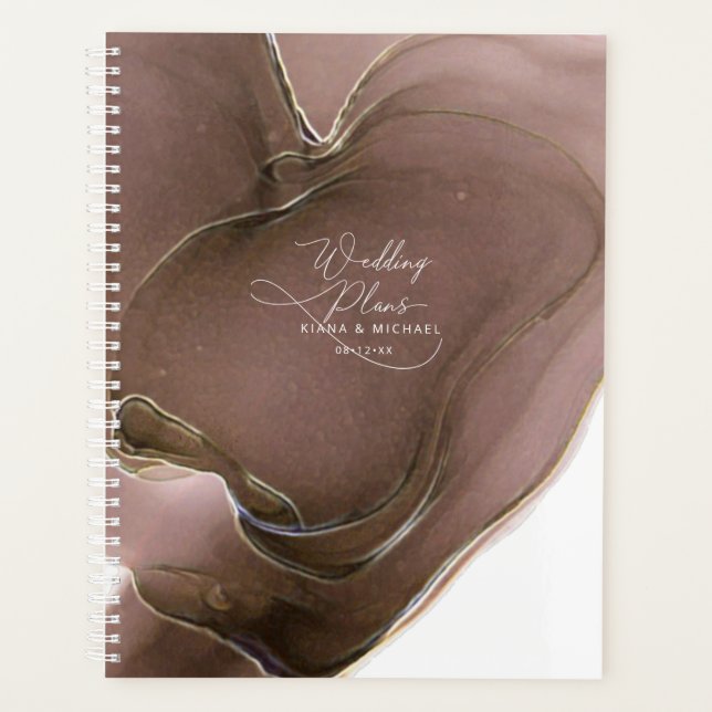 Agenda Taupe de Casamento de Fluxo de Tinta ID762 (Frente)