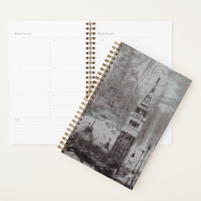 Agenda Taupe e Cyan Distress Skyline Veneice Itália (Exibição)