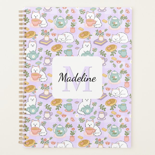 Agenda Tea & Bookish Cats Spiral Planner (Frente)