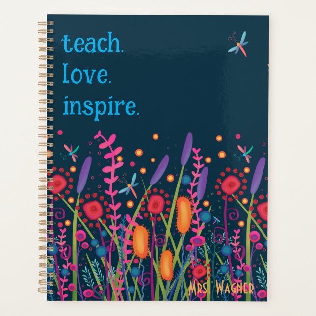 Agenda Teach Love Inspira Marinho Dragonfly (Frente)