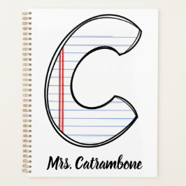 Agenda Teacher Planner with Notebook Paper Initial