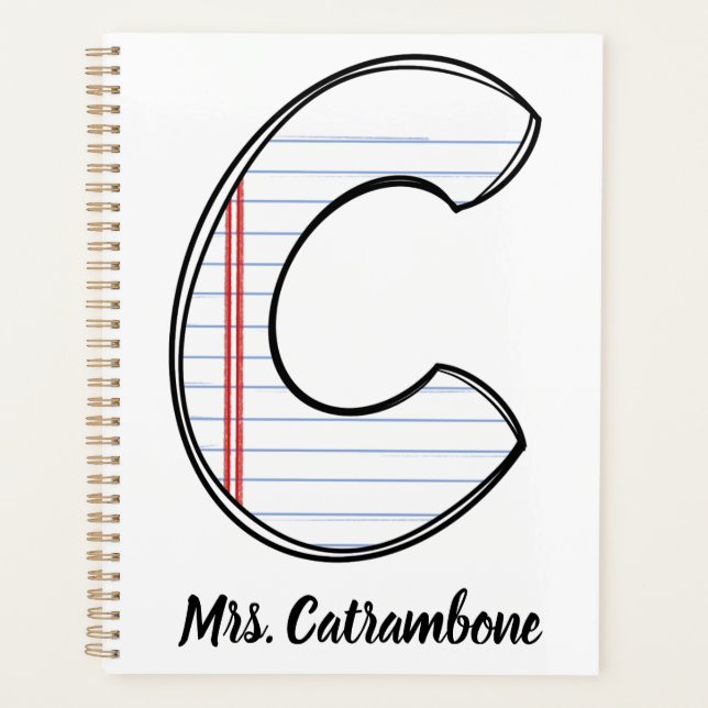 Agenda Teacher Planner with Notebook Paper Initial (Frente)