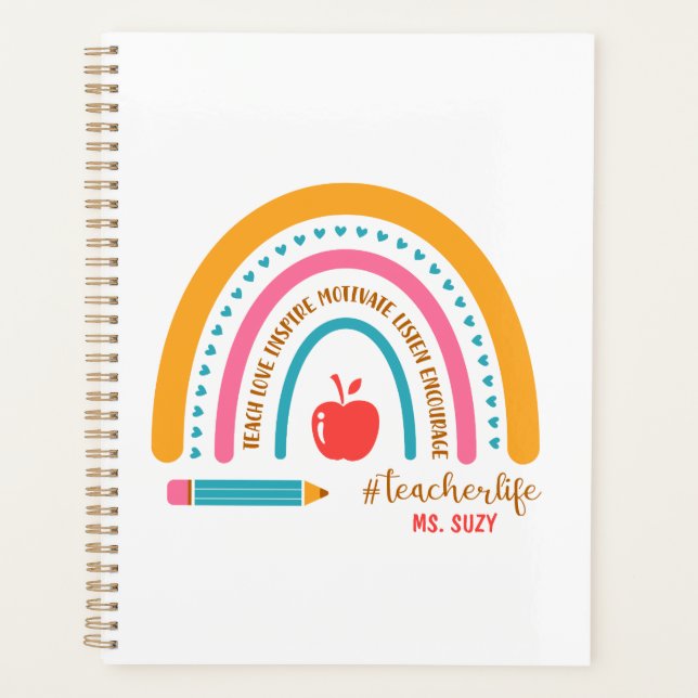 Agenda #Teacherlife Rainbow Professor Personalizado (Frente)