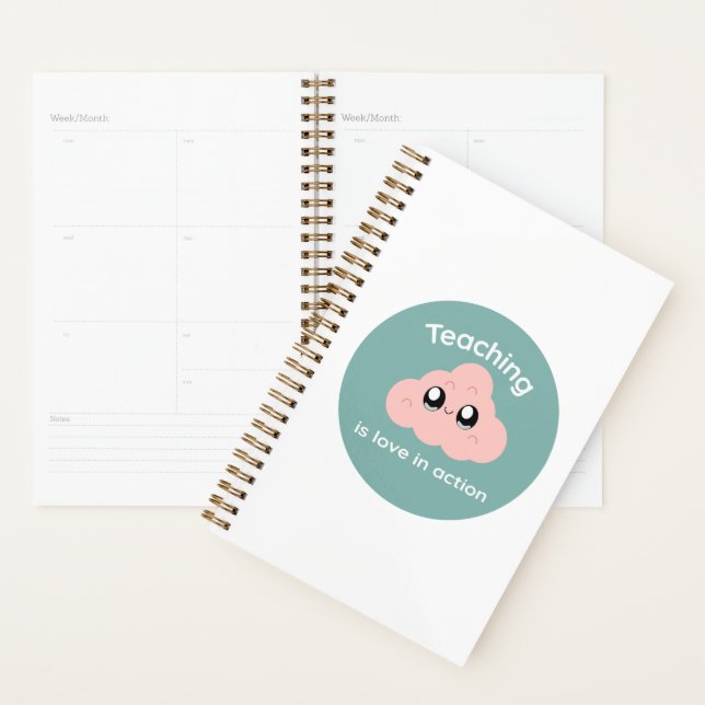 Agenda Teaching is Love in Action Cute Cloud Notebook (Exibição)