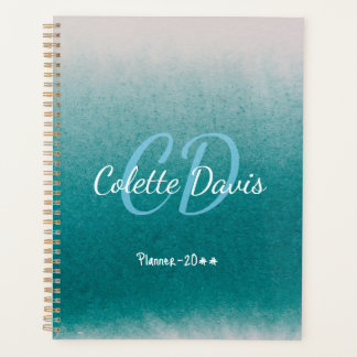 Agenda Teal Blue Glitter Aqua Green Custom Name Planner