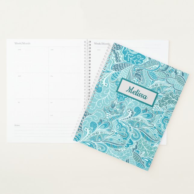 Agenda Teal Blue Paisley (Exibição)