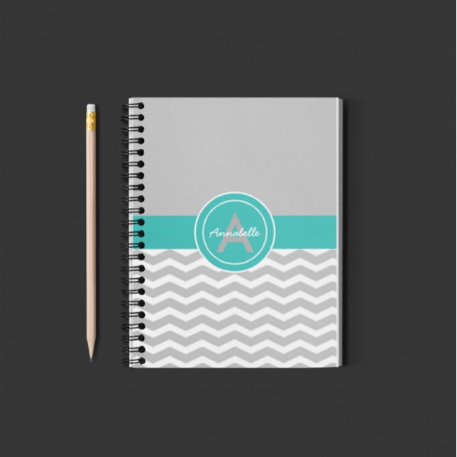 Agenda Teal Chevron cinza (Criador carregado)