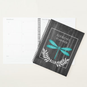 Agenda Teal Dragonfly Rustic Planner