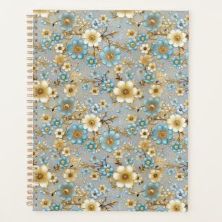 Agenda Teal e Cream Floral Chiyogami Planner