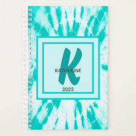 Agenda Teal Tie Dye Monograma e Nomes