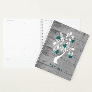 Agenda Teal Tree of Hearts Personalised Planner