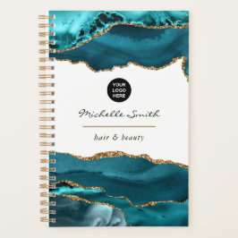 Agenda Teal - Turquesa e Dourado Agate Business Planner