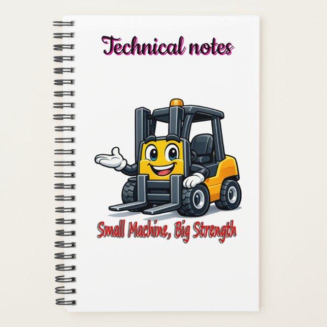 Agenda Technical Notes Forklift Cartoon Mascot Notebook (Frente)
