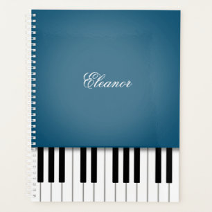 Agenda Teclado de Música Piano Azul Peacock Personalizado