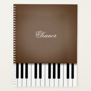 Agenda Teclado de Música Piano Castanho Escuro Personaliz