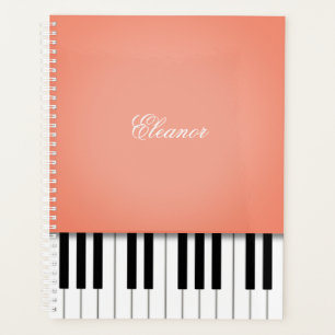 Agenda Teclado de Música Piano Laranja Apricot Personaliz
