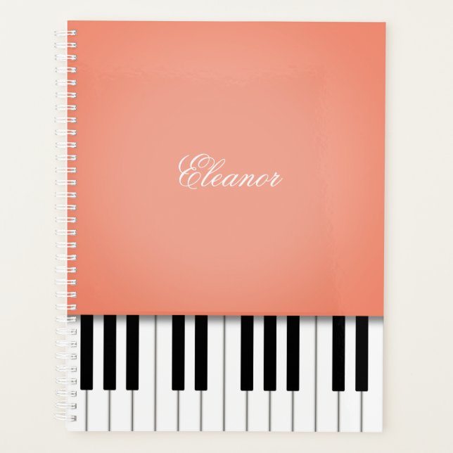 Agenda Teclado de Música Piano Laranja Apricot Personaliz (Frente)