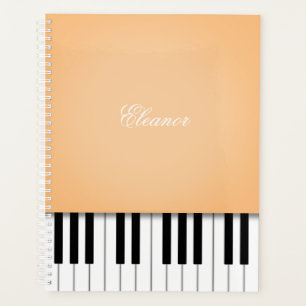 Agenda Teclado de Música Piano Laranja Pálido Personaliza