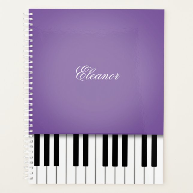 Agenda Teclado de Música Piano Roxo PersonalizadoIzed (Frente)