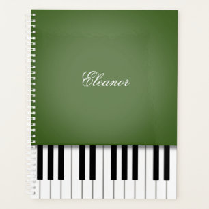 Agenda Teclado Musical do Piano Verde Moss Personalizado