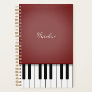 Agenda Teclado para Piano Vermelho Vinho Música Personali
