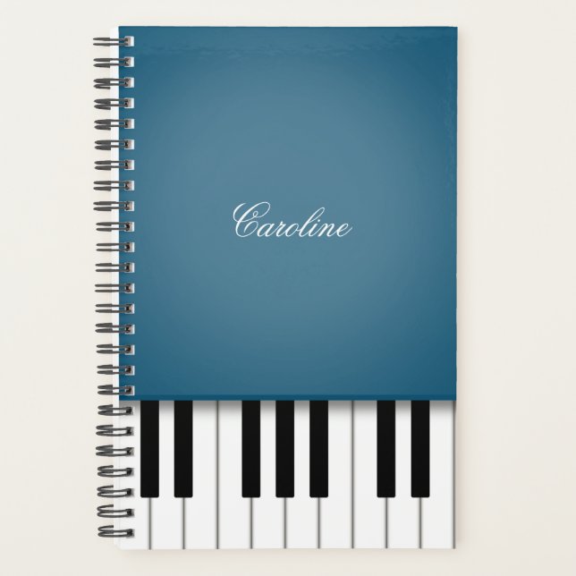 Agenda Teclado Piano Azul Peacock Música Personalizada (Frente)
