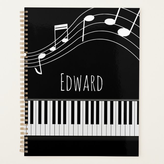 Agenda Teclado Piano e Notas Musicais (Frente)