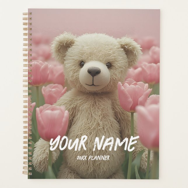 Agenda Teddy Bear and Pink Tulip Planner Gentle Planning (Frente)