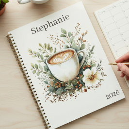 Agenda Tema de Café Floral Personalizado