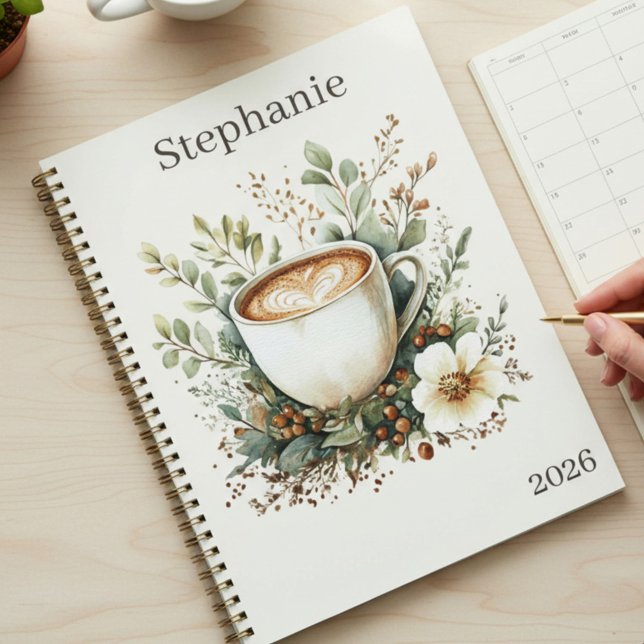 Agenda Tema de Café Floral Personalizado (Criador carregado)