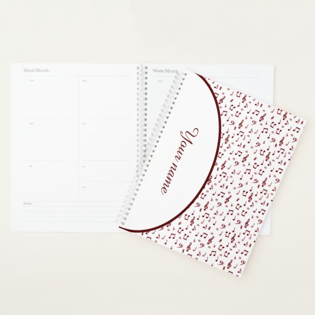 Agenda tema musical vermelho personalizado (Exibição)