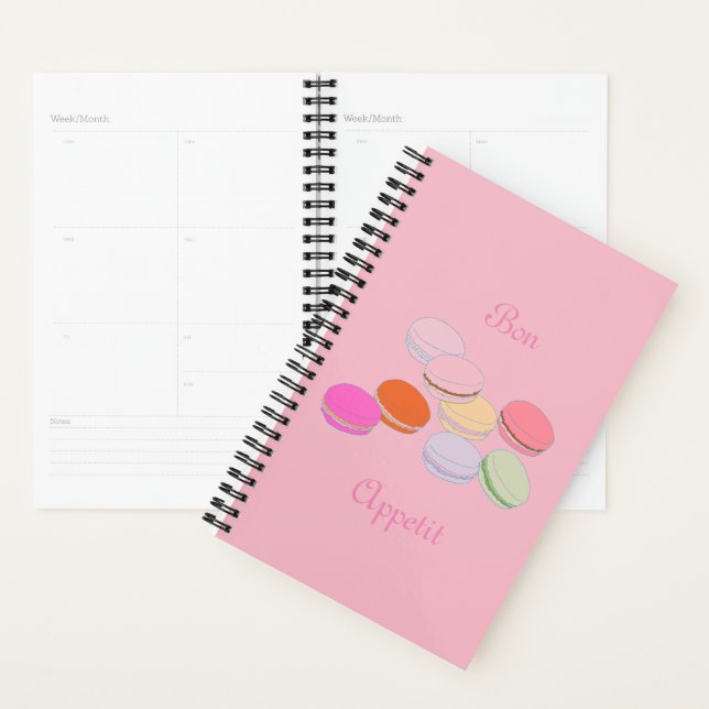 Agenda Tema Rosa Paris Macaron Bon Appetit Francês (Exibição)