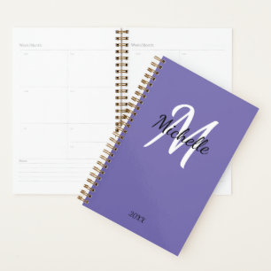 Agenda Tendência Na moda Roxo Nome do Monograma + Inicial
